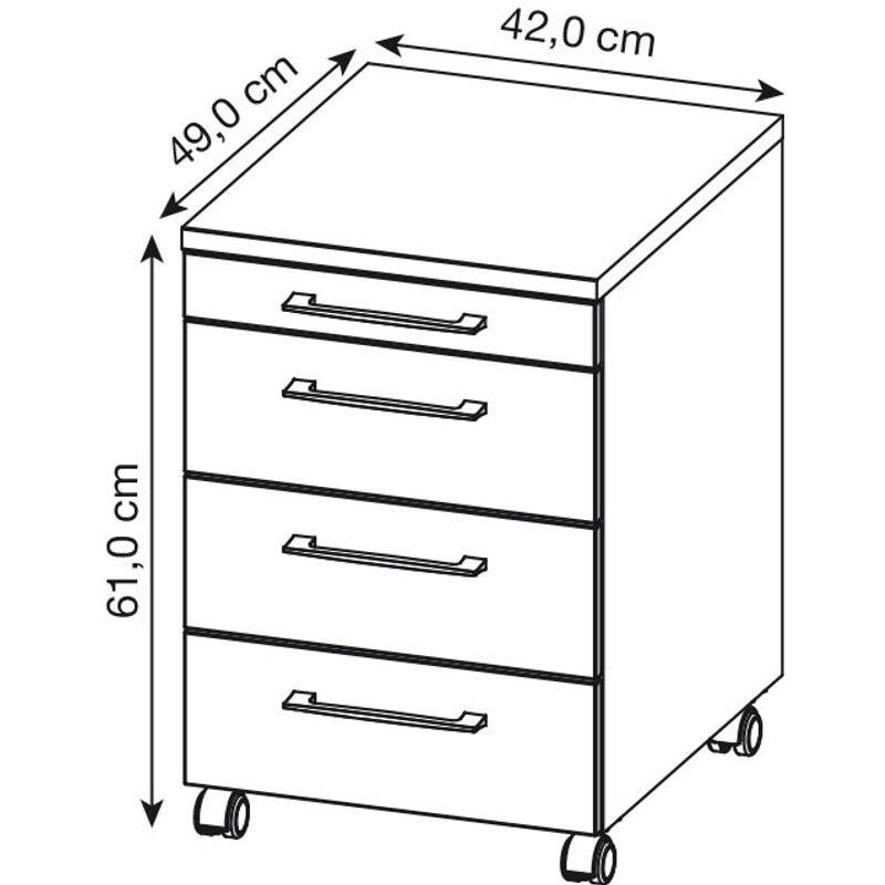 GERMANIA GW-PROFI 2.0 Rollcontainer 4251-564 - Graphit/Grandson-Eiche-Nb.