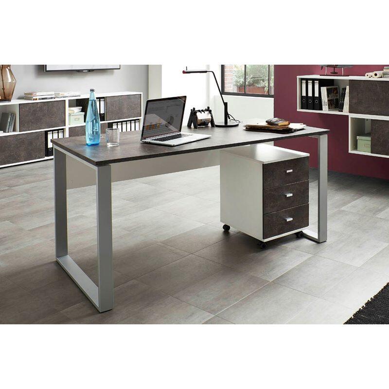 GERMANIA Schreibtisch 4150-261 Weiß/Basalto-Dunkel