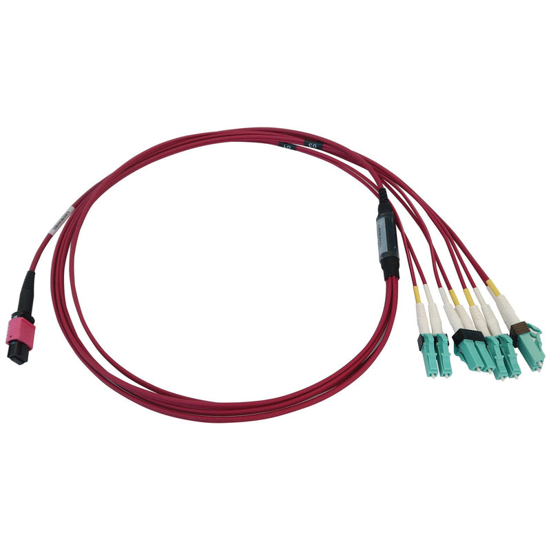 Eaton Tripp Lite Series 40/100G Multimode 50/125 OM4 Fiber Optic Kabel (12F MTP/MPO-PC zu 4x Duplex LC/PC F/M), 3 m