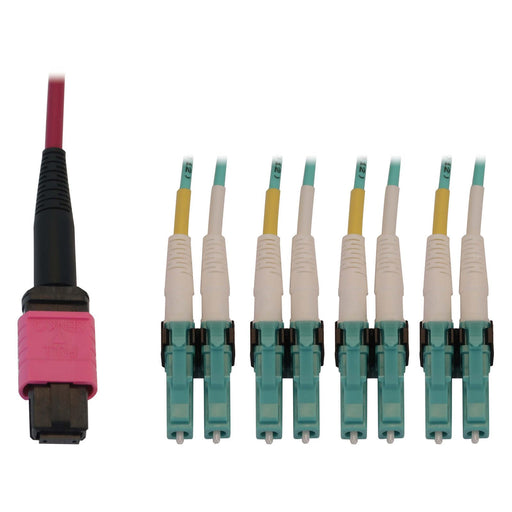 Eaton Tripp Lite Series 40/100G Multimode 50/125 OM4 Fiber Optic Kabel (12F MTP/MPO-PC zu 4x Duplex LC/PC F/M), 2 m