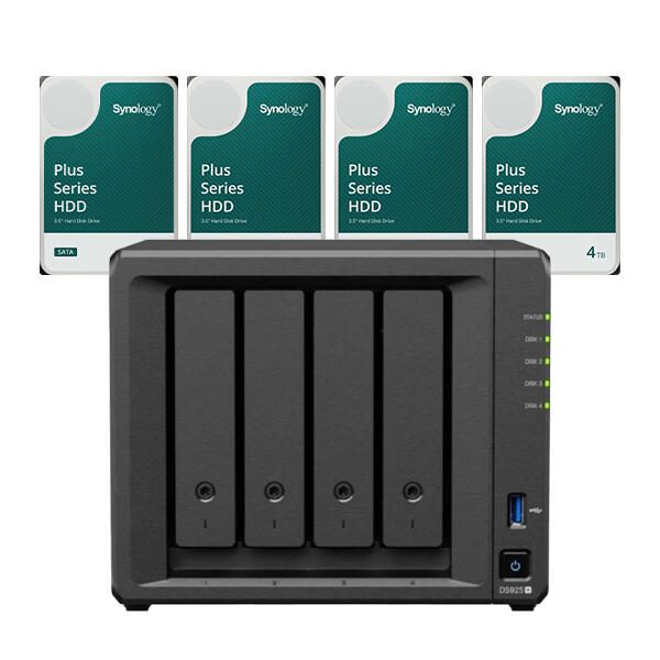 Synology DS925+ DiskStation + 16TB 4x Synology Plus 3.5' SATA 6Gb/s Festplatte 4 TB