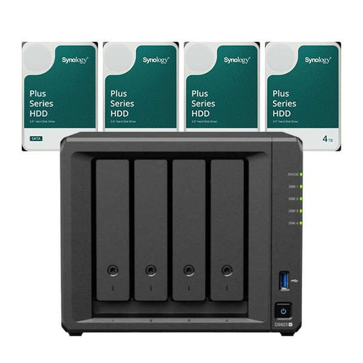 Synology DS925+ DiskStation + 16TB 4x Synology Plus 3.5' SATA 6Gb/s Festplatte 4 TB