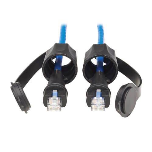 Eaton Tripp Lite Series Industrial Cat6 UTP Ethernet Kabel (RJ45 Stecker/Stecker), 100W PoE, CMR-LP, IP68, Blue, 23 ft.