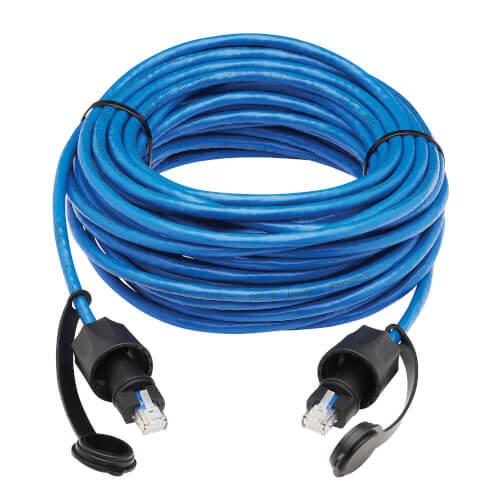 Eaton Tripp Lite Series Industrial Cat6 UTP Ethernet Kabel (RJ45 Stecker/Stecker), 100W PoE, CMR-LP, IP68, Blue, 50 ft.