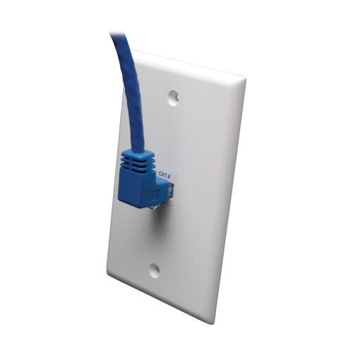 Eaton Tripp Lite Series Up-Angle Cat6 Gigabit Molded UTP Ethernet Kabel (RJ45 Right-Angle Up M zu RJ45 M), Blue, 3 ft. (