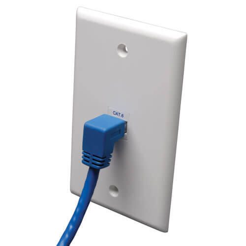 Eaton Tripp Lite Series Down-Angle Cat6 Gigabit Molded UTP Ethernet Kabel (RJ45 Right-Angle Down M zu RJ45 M), Blue, 10