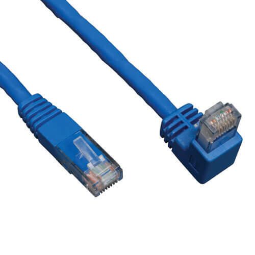 Eaton Tripp Lite Series Down-Angle Cat6 Gigabit Molded UTP Ethernet Kabel (RJ45 Right-Angle Down M zu RJ45 M), Blue, 10