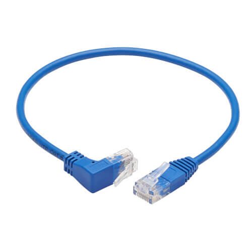 Eaton Tripp Lite Series Up-Angle Cat6 Gigabit Molded Slim UTP Ethernet Kabel (RJ45 Right-Angle Up M zu RJ45 M), Blue, 1