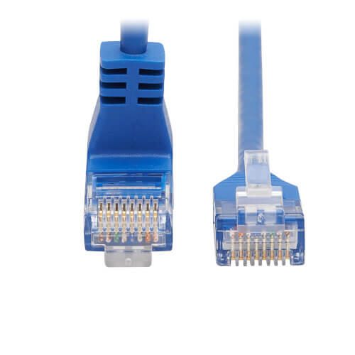 Eaton Tripp Lite Series Up-Angle Cat6 Gigabit Molded Slim UTP Ethernet Kabel (RJ45 Right-Angle Up M zu RJ45 M), Blue, 2