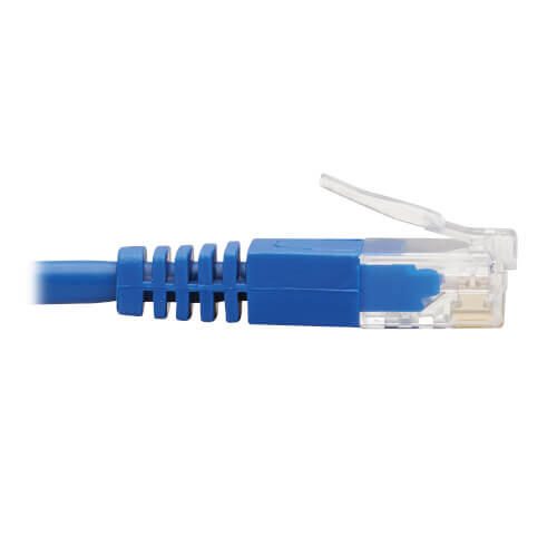 Eaton Tripp Lite Series Left-Angle Cat6 Gigabit Molded Slim UTP Ethernet Kabel (RJ45 Left-Angle M zu RJ45 M), Blue, 3 ft