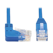Eaton Tripp Lite Series Right-Angle Cat6 Gigabit Molded Slim UTP Ethernet Kabel (RJ45 Right-Angle M zu RJ45 M), Blue, 3
