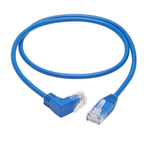 Eaton Tripp Lite Series Up-Angle Cat6 Gigabit Molded Slim UTP Ethernet Kabel (RJ45 Right-Angle Up M zu RJ45 M), Blue, 3
