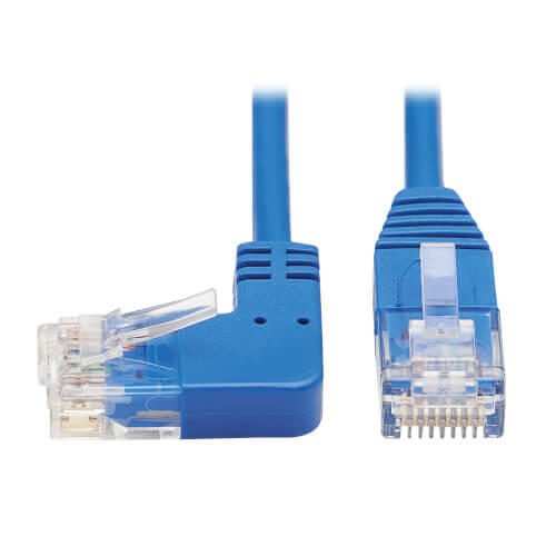 Eaton Tripp Lite Series Left-Angle Cat6 Gigabit Molded Slim UTP Ethernet Kabel (RJ45 Left-Angle M zu RJ45 M), Blue, 5 ft
