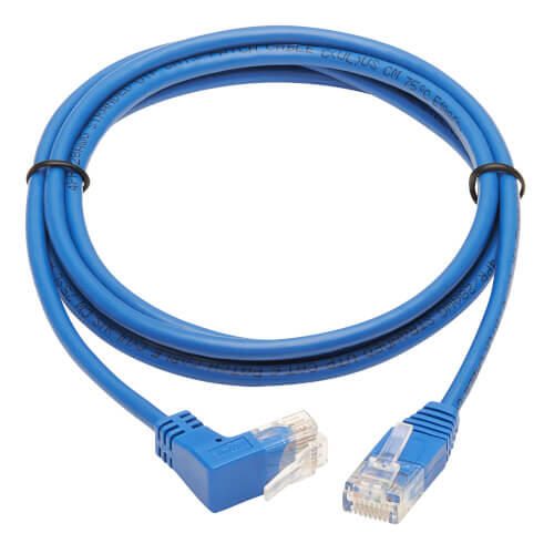 Eaton Tripp Lite Series Up-Angle Cat6 Gigabit Molded Slim UTP Ethernet Kabel (RJ45 Right-Angle Up M zu RJ45 M), Blue, 7