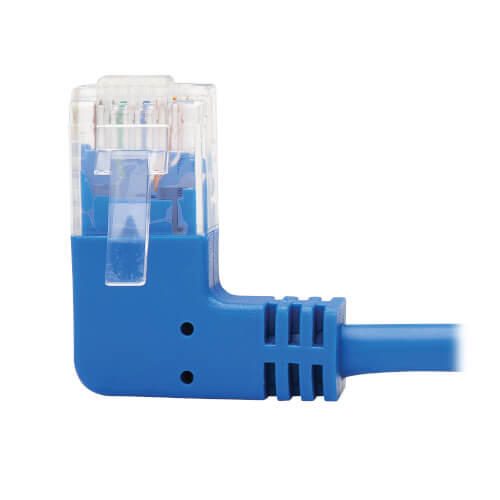 Eaton Tripp Lite Series Left-Angle Cat6 Gigabit Molded Slim UTP Ethernet Kabel (RJ45 Left-Angle M zu RJ45 M), Blue, 15 f