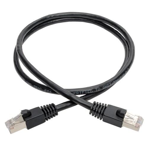 Eaton Tripp Lite Series Cat6a 10G Snagless Shielded STP Ethernet Kabel (RJ45 Stecker/Stecker), PoE, Schwarz, 2 ft. (0.61