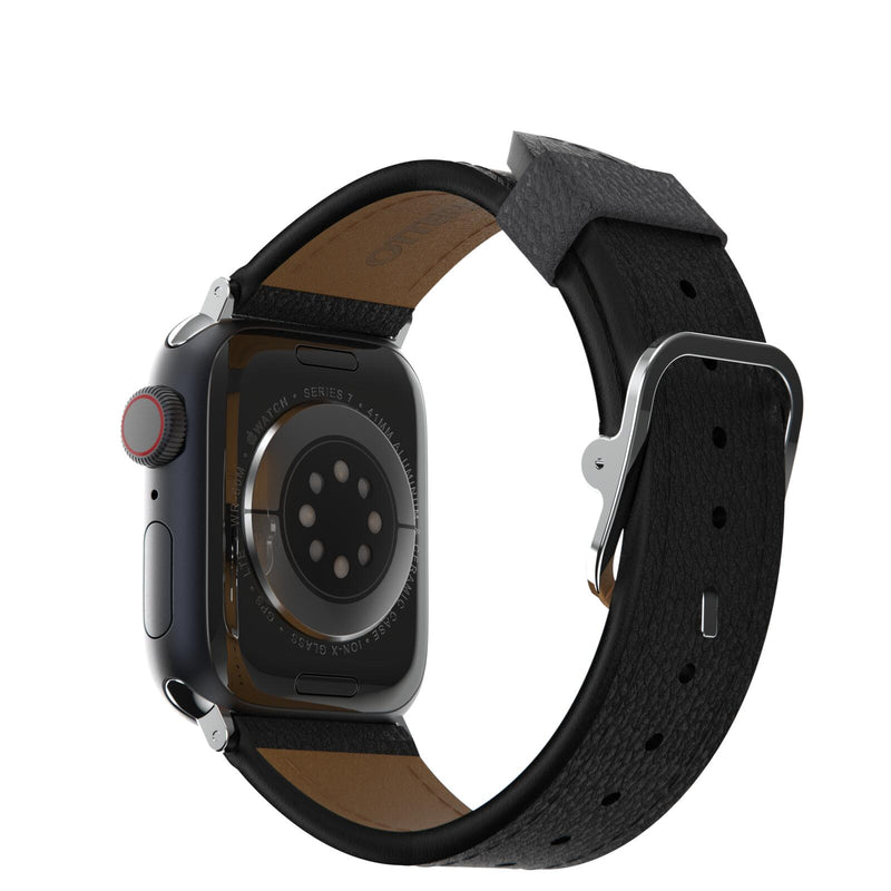OtterBox Symmetry Cactus Leather Watch Band for Apple Watch 41/40/38mm Noir Ash - black