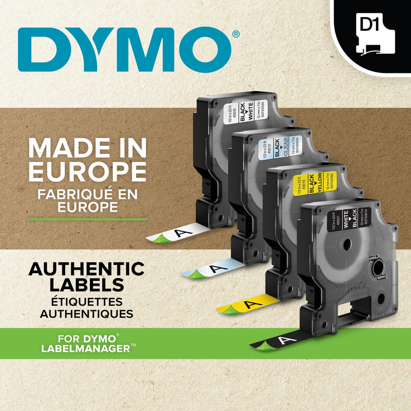 DYMO® Original D1-Schriftband 'Hochleistung' für LabelManager™ 19mm x 5,5m - Polyester, permanent haftend - schwarz auf