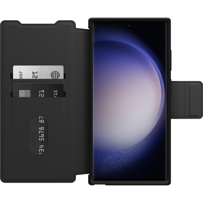 OtterBox Strada Folio Schutzhülle für Samsung Galaxy S23 Ultra (Schwarz) - Bulk/ProPack