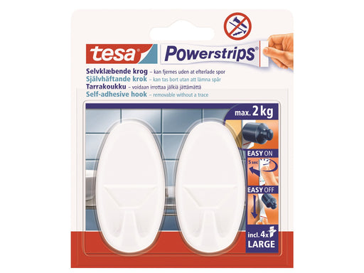 tesa Powerstrips Hooks Large Oval self-adhesive White