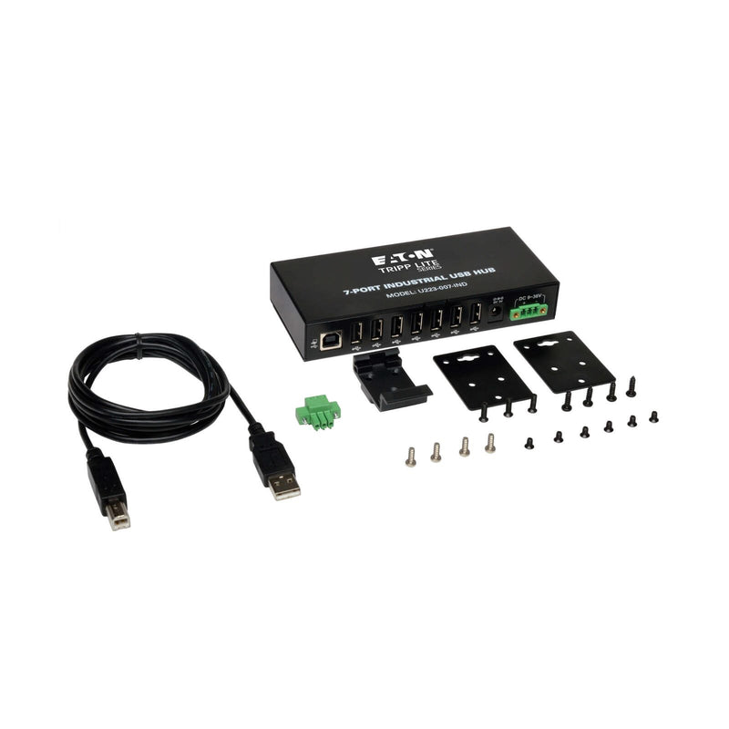 Eaton Tripp Lite Series 7-Port Industrial-Grade USB 2.0 Hub - 15 kV ESD Immunity, Metal Housing, Mountable