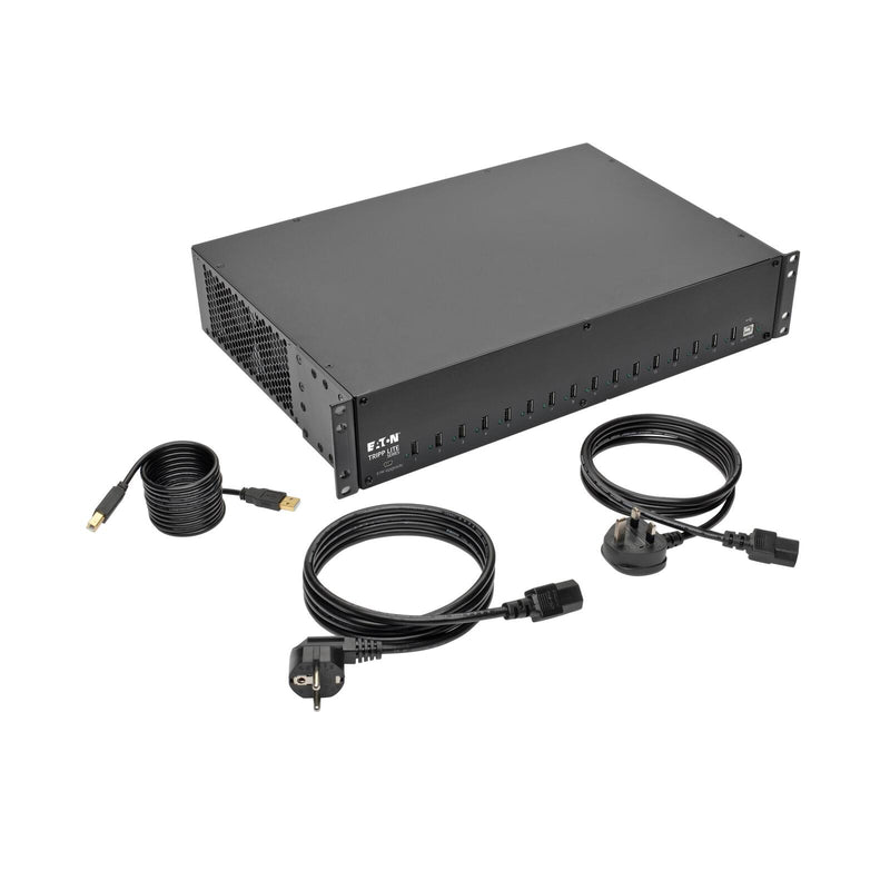 Eaton Tripp Lite Series 16-Port USB Ladestation mit Synchronisierungsfunktion, 230 V, 5 V 40 A (200 W) USB-Ladegerät-Aus