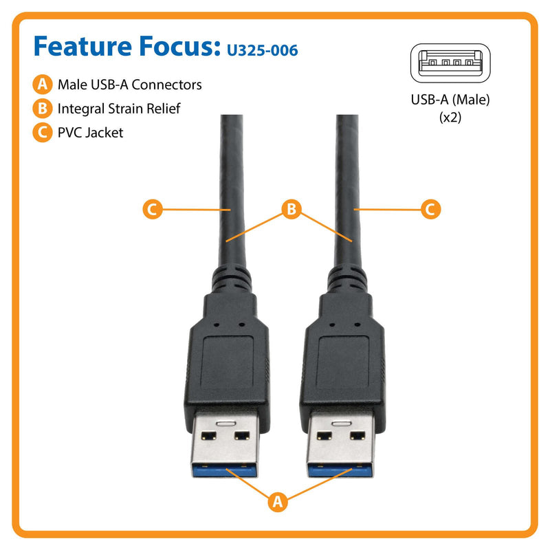 Eaton Tripp Lite Series USB 3.0 SuperSpeed A/A Kabel for Tripp Lite USB 3.0 All-in-One Keyszune/Panel Mount Couplers (St