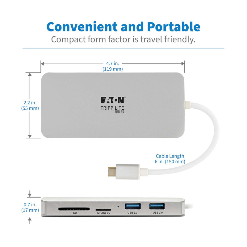 Eaton Tripp Lite Series USB-C Dock - 4K HDMI, USB 3.2 Gen 1, USB-A/C Hub, GbE, Memory Card, 60W PD Charging