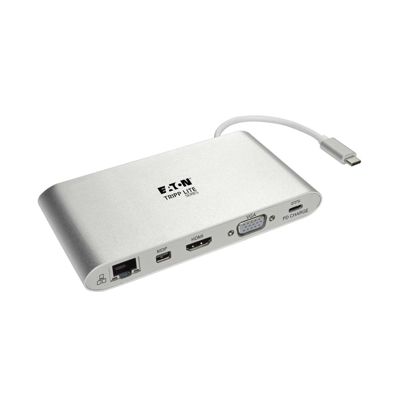 Eaton Tripp Lite Series USB-C Dock, Dual Display - 4K HDMI/mDP, VGA, USB 3.2 Gen 1, USB-A/C Hub, GbE, Memory Card, 100W
