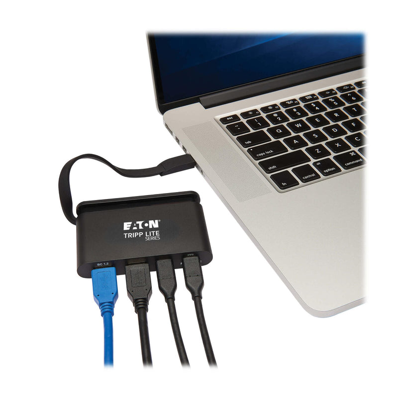Eaton Tripp Lite Series USB-C Multiport Adapter - 4K HDMI, USB-A, GbE, Self-Szuring Kabel, 100W PD Charging, Schwarz