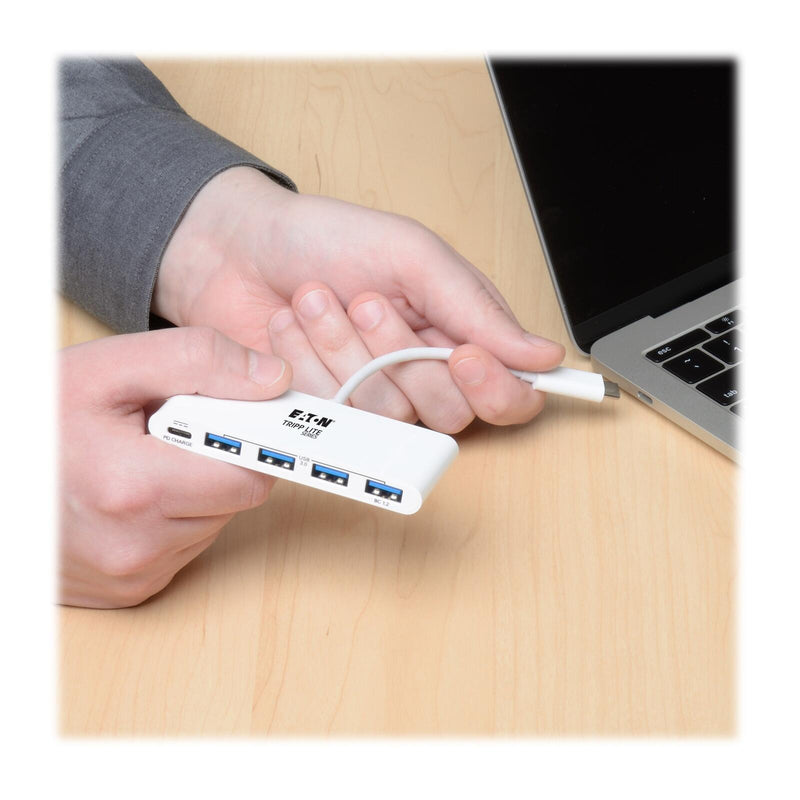 Eaton Tripp Lite Series 4-Port USB-C Hub mit Power Delivery, USB-C zu 4x USB-A Ports, USB 3.0, White