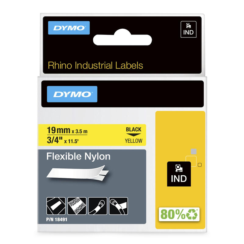 DYMO® Original IND-Schriftband für Rhino, flexibles & reissfestes Nylon - schwarz auf gelb