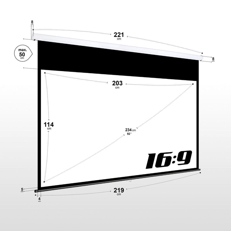 eSmart Germany Rollo Leinwand MIROLO 203 x 114 cm (92') 16:9