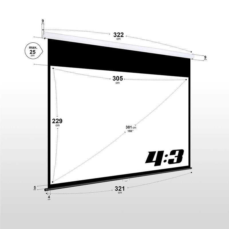 eSmart Germany Rollo Leinwand MIROLO 305 x 229 cm (150') 4:3