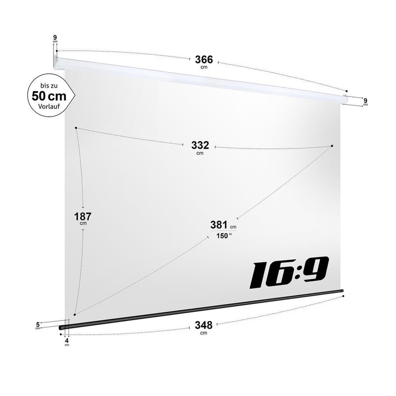 eSmart Germany Akustik-Motor Leinwand MIMOTO 332 x 187 cm (150') 16:9