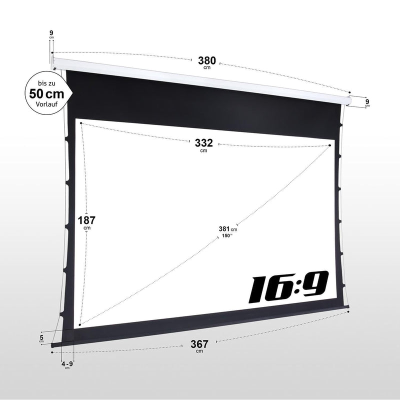 eSmart Germany Tension Leinwand TATENSO Glasfaser 332 x 187 cm (150') 16:9