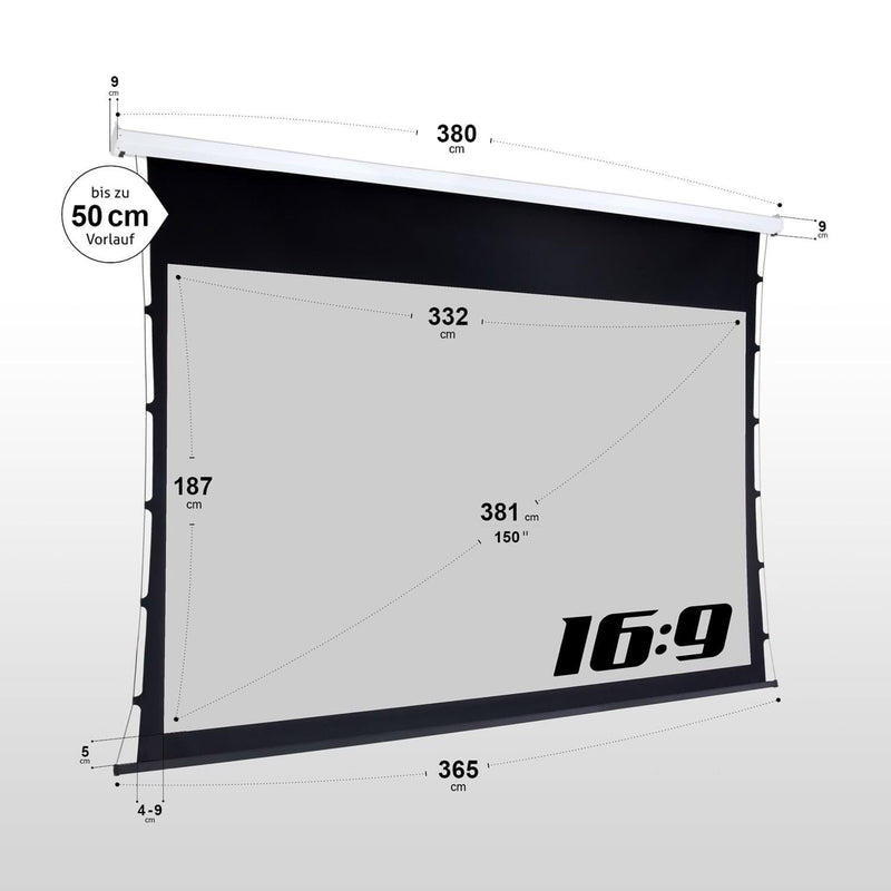 eSmart Germany Tageslicht Tension Leinwand GRAU Glasfaser 332x187 cm (150') 16:9