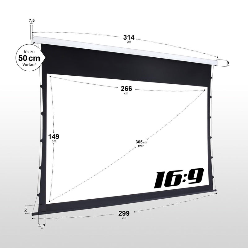 eSmart Germany Tension Leinwand TATENSO Glasfaser 266 x 149 cm (120') 16:9