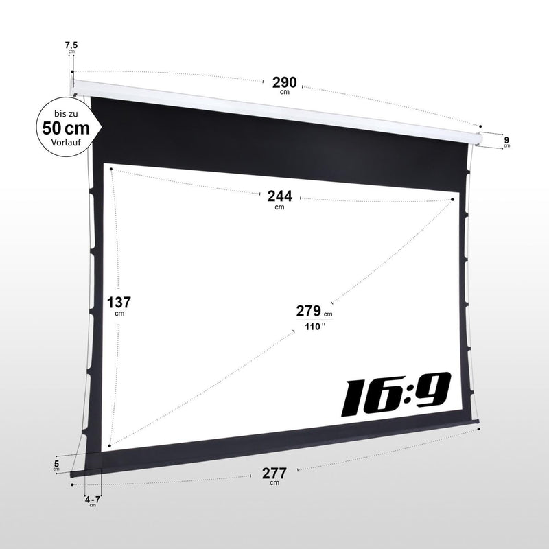 eSmart Germany Tension Leinwand TATENSO Glasfaser 244 x 137 cm (110') 16:9