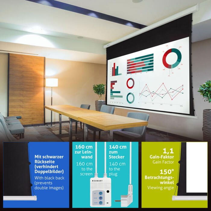 eSmart Professional TATENSO Tension Leinwand 160 x 90 cm (72') 16:9