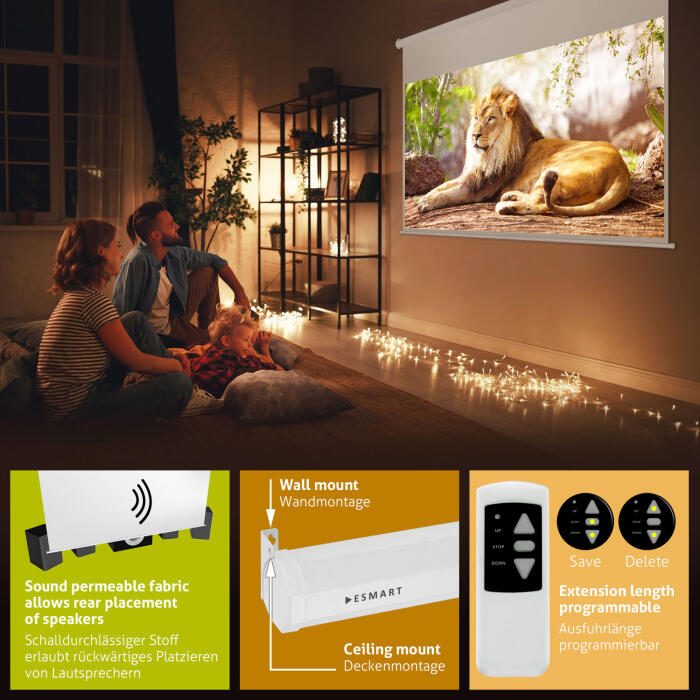 eSmart Professional MIMOTO Akustik Motor Leinwand 186 x 105 cm (84') 16:9