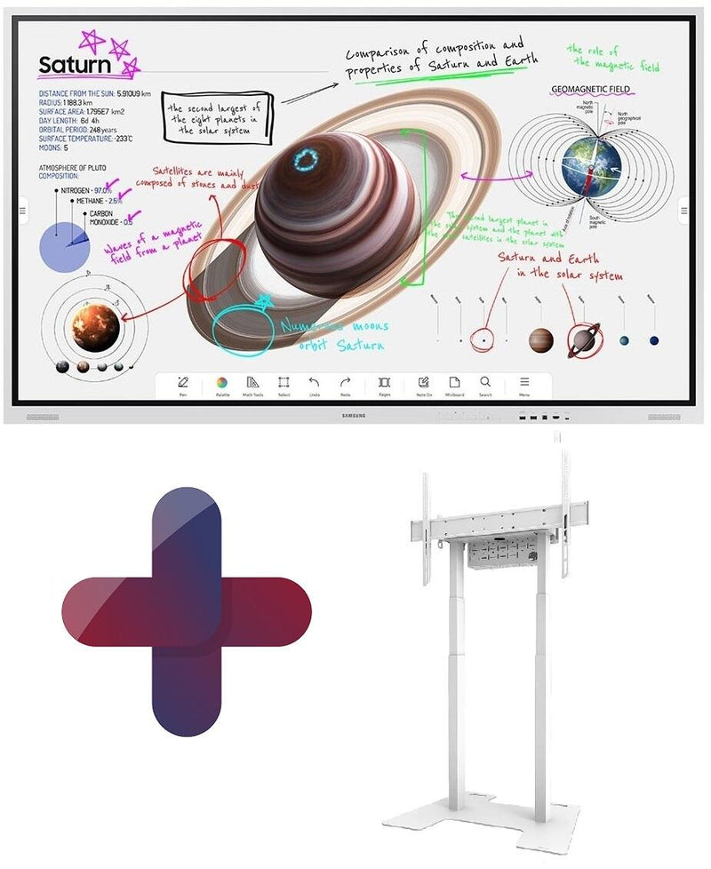 Samsung Flip Pro WM75B Flipchart 190,5 cm 75 Zoll + Neomounts BL55-875WH1 motorisierter Standfuß höhenverstellbar