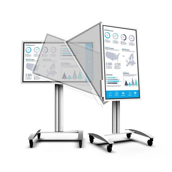 Samsung Flip Pro WM55B Flipchart 138,7 cm 55 Zoll inkl. Peerless SR560 rotierbarer Rollwagen & Tray CY-TF65BBC