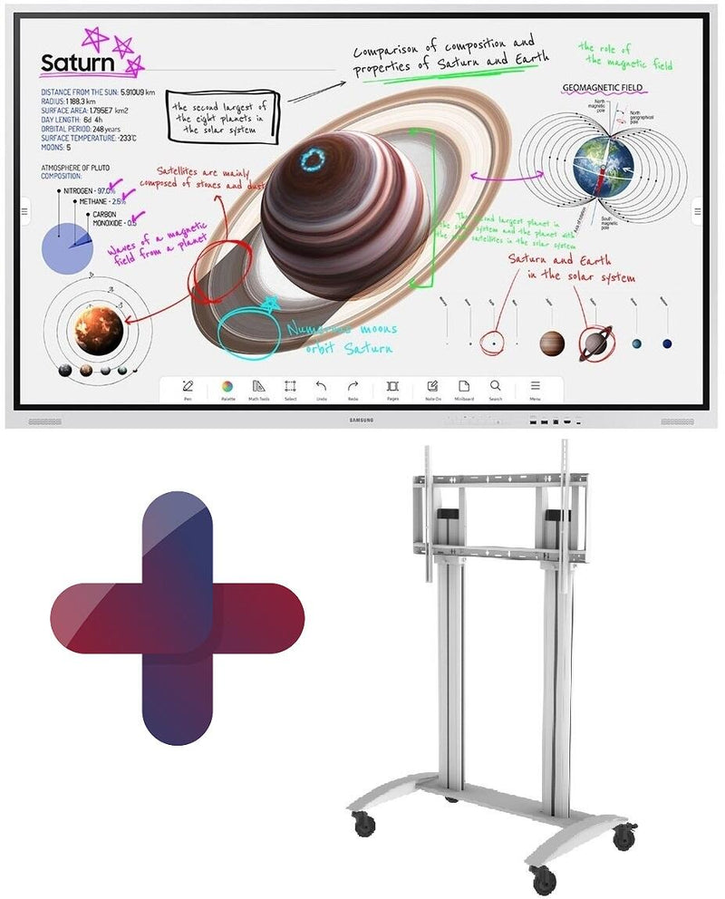Samsung Flip Pro WM75B Flipchart 190,5 cm 75 Zoll + Peerless-AV SR598W Rollwagen höhenverstellbar
