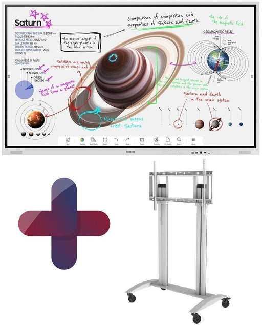 Samsung Flip Pro WM75B Flipchart 190,5 cm 75 Zoll + Peerless-AV SR598W Rollwagen höhenverstellbar