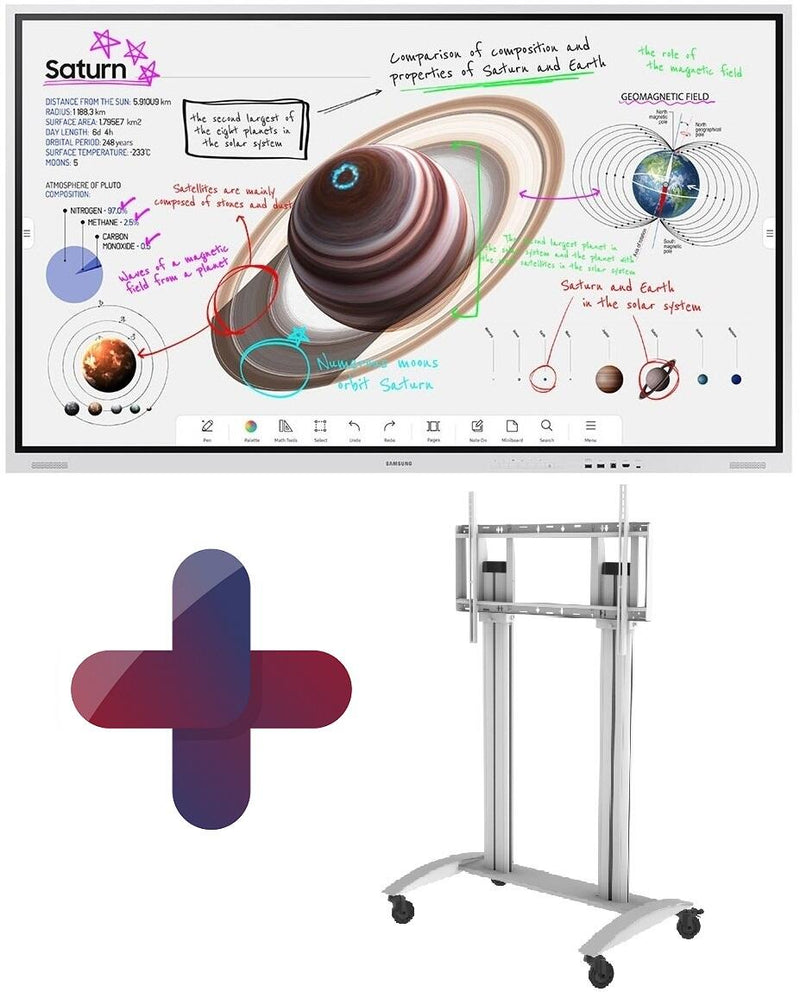 Samsung Flip Pro WM85B Flipchart 215,9 cm 85 Zoll + Peerless-AV SR598W Rollwagen höhenverstellbar