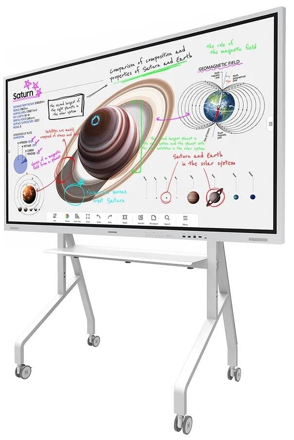 Samsung Flip Pro WM75B Flipchart 190,5 cm 75 Zoll + Neomounts FL50-575WH1 MOVE Go XL Rollwagen