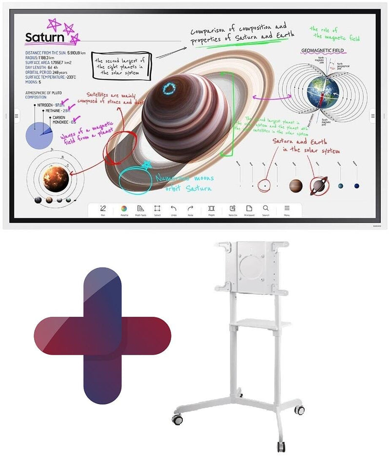 Samsung Flip Pro WM65B Flipchart 165 cm 65 Zoll + Neomounts NS-M1250 Rollwagen rotierbar