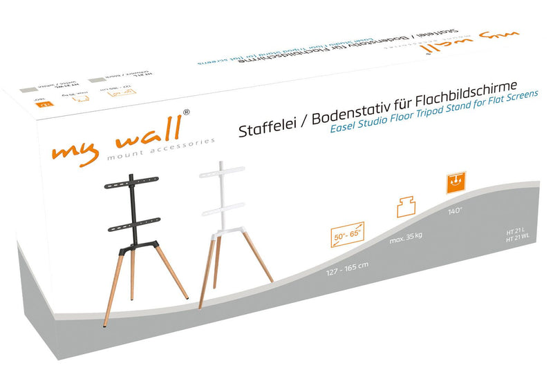 MyWall TV Display Staffelei Design Standfuß HT 21 W für 50-65 Zoll (Vesa 200x400) 140° drehbar bis zu 35 kg
