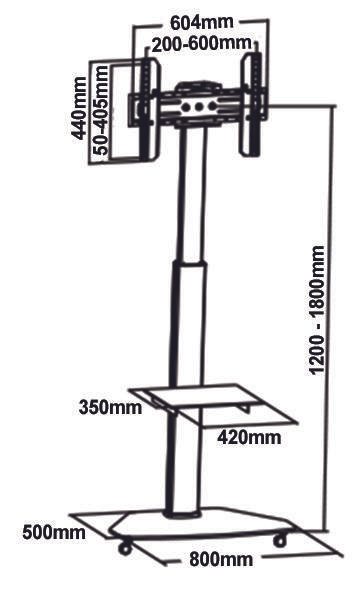 MyWall HP 1 D Rollwagen für Displays 37-70 Zoll (90 - 178 cm)